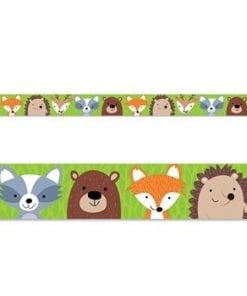 A green border with different animals on it