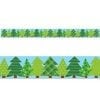 A green tree border with plaid and argyle designs.
