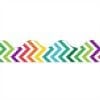 A colorful chevron border with white background.