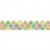 A colorful diamond pattern border on white paper.