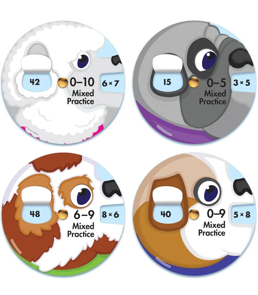A set of four different animals with faces on them.