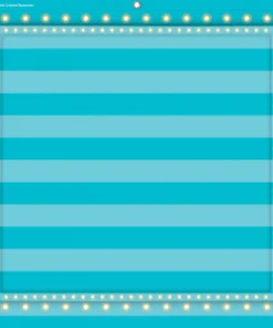 A blue striped background with lights around it.