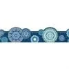 A blue and white border with many circles