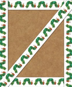 A very hungry caterpillar border on a brown background.