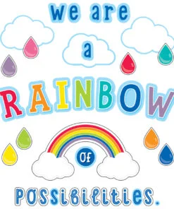 A rainbow with the words we are a rainbow of possibilities.