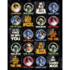 A sheet of stickers with star wars characters.