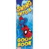 A spider-man bookmark with a blue balloon.