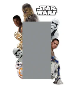 A star wars picture frame with many different characters