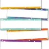 A set of five colorful name tags with stars.
