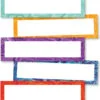 A set of five colorful frames with space for text.