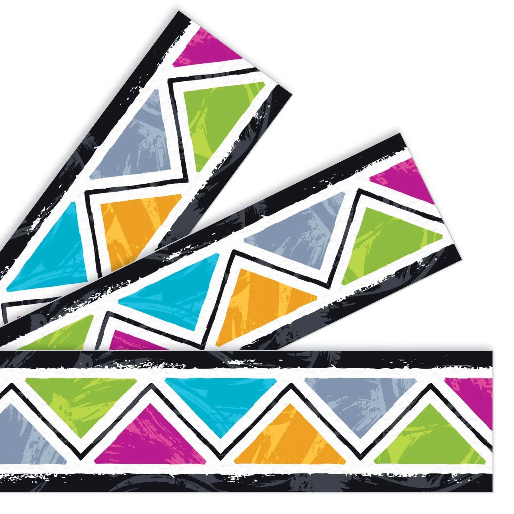 A set of three triangles on a white background.