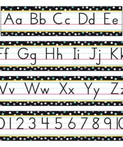 A set of alphabet and number line posters.