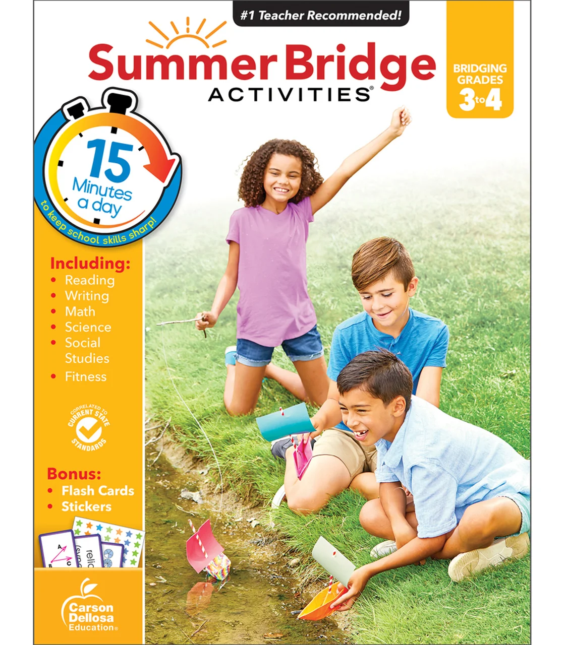 A book cover with pictures of children playing outside.