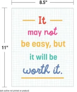 A poster with the quote it may not be easy, but it will be worth it.