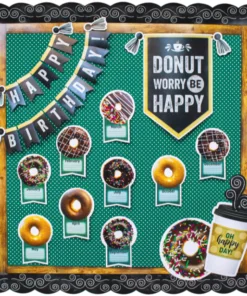 A birthday cake with donuts on it