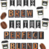 A coffee themed bulletin board with the words " this brew is the perfect blend ".