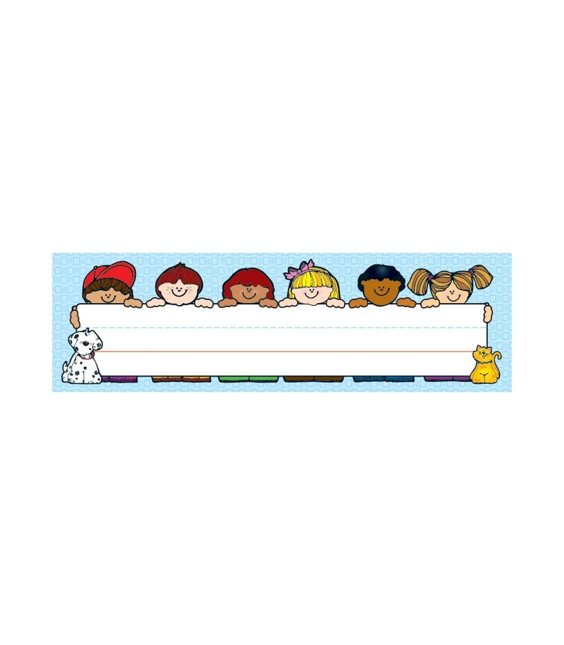A group of children with different colored hair and hats.