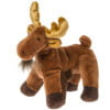 A stuffed moose with gold horns and tail.