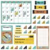 A set of calendar and planner stickers with a clock.