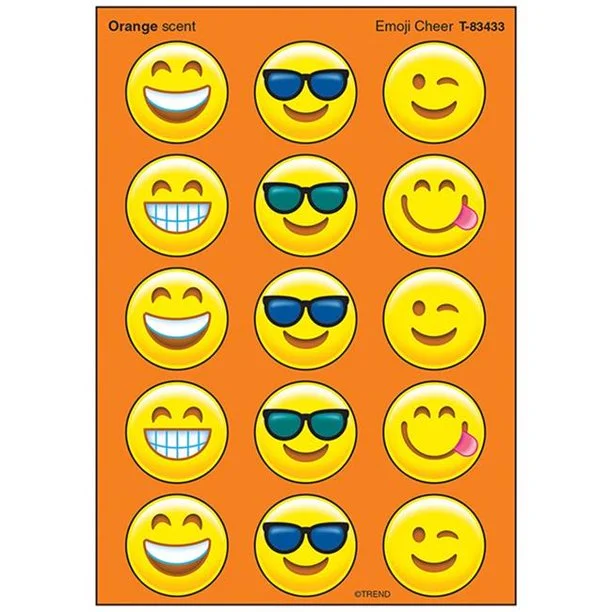 A sheet of stickers with many different faces