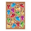 A sheet of stickers with different colored dogs.