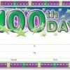 A certificate for the 1 0 0 th day of school.