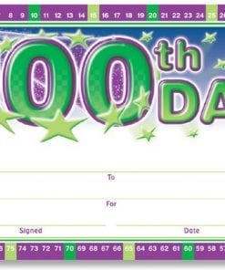 A certificate for the 1 0 0 th day of school.
