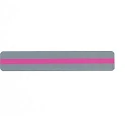 A pink strip is on top of the gray stripe.