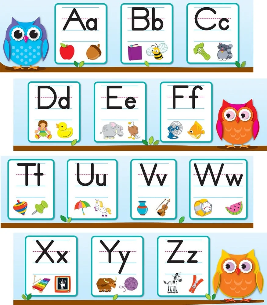 A series of pictures with the letters and words in each one.