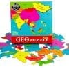 A box of colorful puzzle pieces with the word " geo " on it.