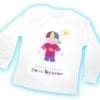 A white shirt with a drawing of a boy