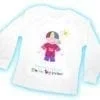 A white shirt with a drawing of a boy