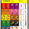 A poster of colors with bears and words.