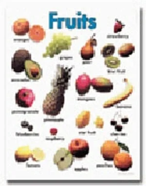 A poster of different types of fruits
