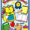 A school book cover with various items on it.