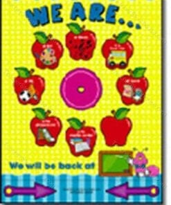 A poster of apples with the words " we will be back at school ".