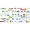 A set of stickers with different animals and words.