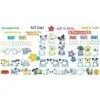 A set of stickers with different animals and words.