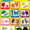 A poster of different colors and shapes