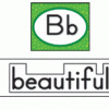 A green and white alphabet with the word beautiful written on it.