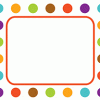 A colorful polka dot border with orange trim.