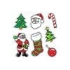 A set of christmas stickers with santa, tree and candy cane.