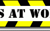 A yellow and black banner with the words " great work ".