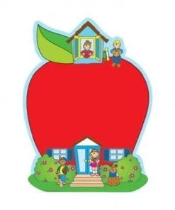A red apple with people inside of it.