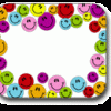 A frame made of smiley faces on top of a white background.