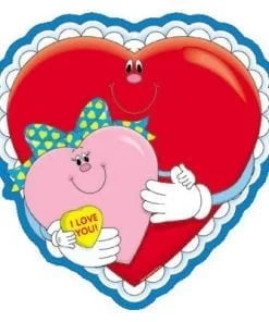 A heart shaped sticker with two hearts holding hands.