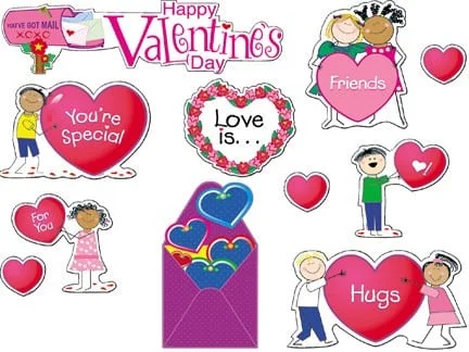 A bunch of valentines day decorations that are in the shape of hearts.