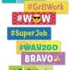 A bunch of stickers that are on top of each other
