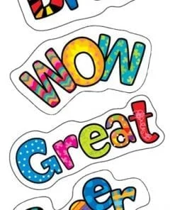 A set of four different words that are in the shape of letters.
