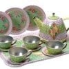 A Children's Tin Tea Set with cups and saucers on a tray.